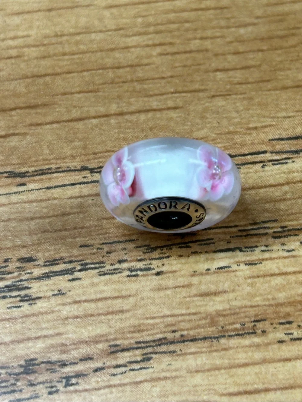 Pandora Pink Floral Glass Charm Bead